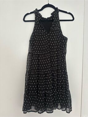Mi Ami Black and White Polka Dot Dress with Ruffle Details